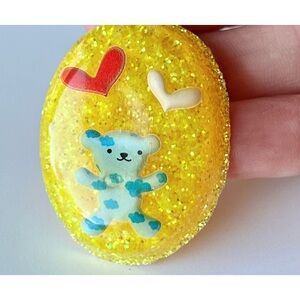 Glittery Yellow Bear Pendant Resin Necklace